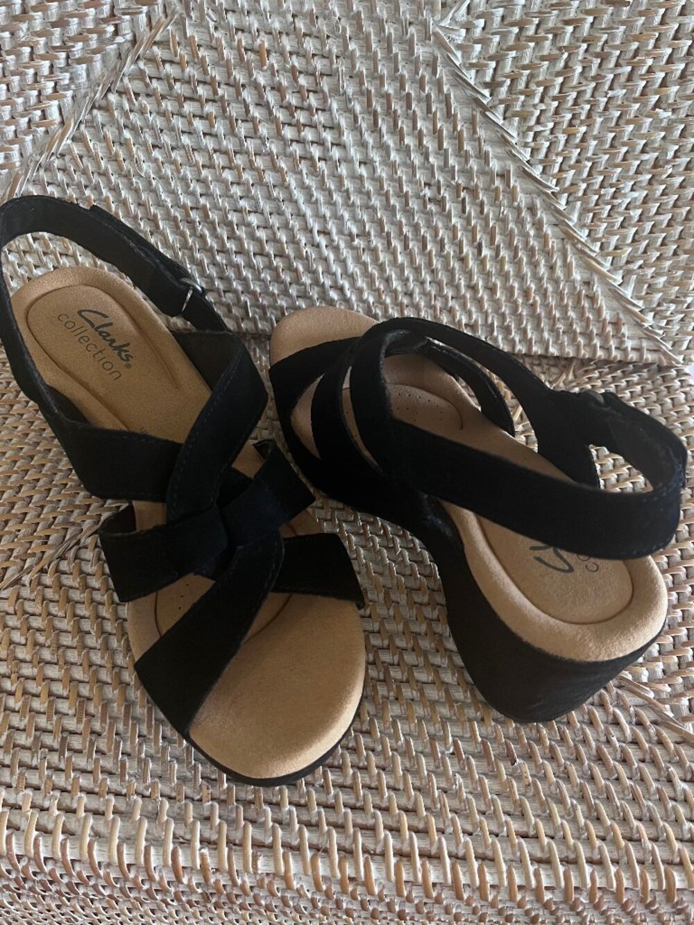 Clarks Collection Giselle Beach Black/Black Suede Wedge Platform Sandal 6 - Picture 6 of 14